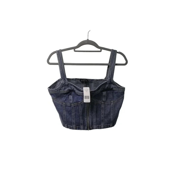 bebe Tops - NWT bebe Multi Seam Zip Front Denim Bustier Top Size Large MSRP $98 New